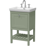 Old London Bexley 500mm Freestanding Vanity Unit & Basin, 1 Drawer Fern Green BEX823B