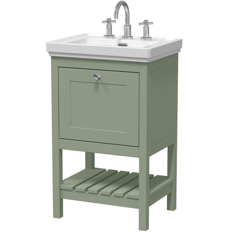 Old London Bexley 500mm Freestanding Vanity Unit & Basin, 1 Drawer Fern Green BEX823B