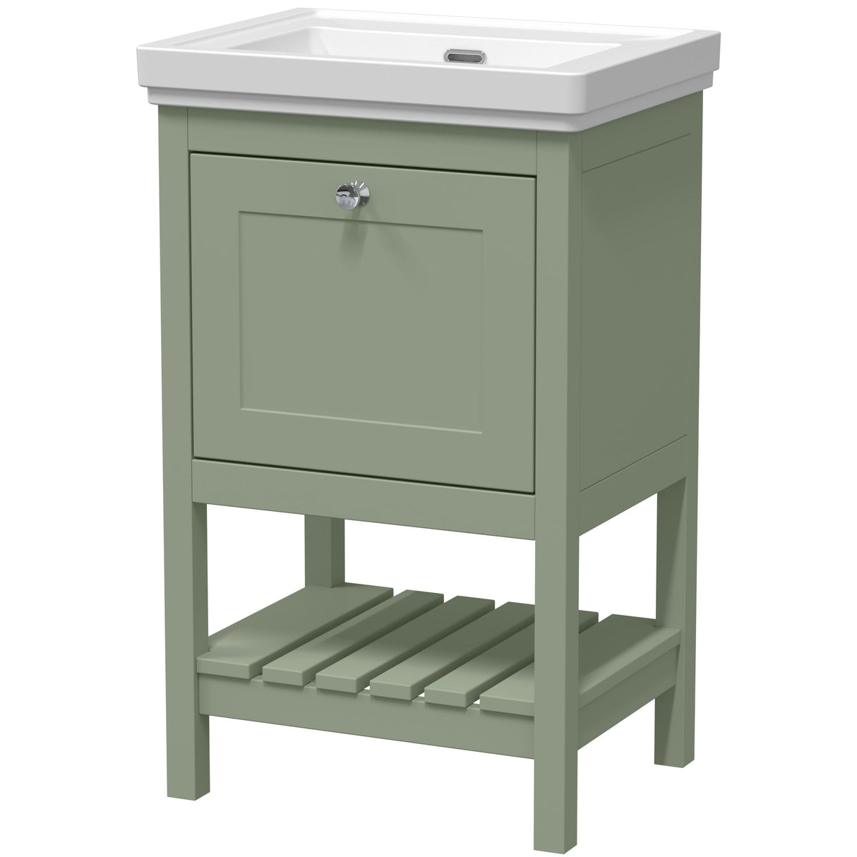 Old London Bexley 500mm Freestanding Vanity Unit & Basin, 1 Drawer Fern Green BEX823H