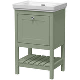 Old London Bexley 500mm Freestanding Vanity Unit & Basin, 1 Drawer Fern Green BEX823H