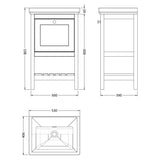 Old London Bexley 500mm Freestanding Vanity Unit & Basin, 1 Drawer Fern Green BEX823H LD