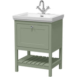 Old London Bexley 600mm Freestanding Vanity Unit & Basin, 1 Drawer Fern Green BEX825A