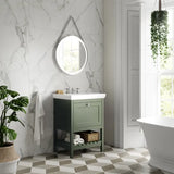Old London Bexley 600mm Freestanding Vanity Unit & Basin, 1 Drawer Fern Green BEX825B LS1