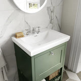 Old London Bexley 600mm Freestanding Vanity Unit & Basin, 1 Drawer Fern Green BEX825B LS2