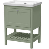 Old London Bexley 600mm Freestanding Vanity Unit & Basin, 1 Drawer Fern Green BEX825K