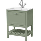 Old London Bexley 600mm Freestanding Vanity Unit & Basin, 1 Drawer Fern Green BEX825P