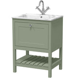 Old London Bexley 600mm Freestanding Vanity Unit & Basin, 1 Drawer Fern Green BEX825Q