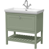 Old London Bexley 800mm Freestanding Vanity Unit & Basin, 1 Drawer Fern Green BEX827A