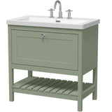 Old London Bexley 800mm Freestanding Vanity Unit & Basin, 1 Drawer Fern Green BEX827M