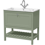 Old London Bexley 800mm Freestanding Vanity Unit & Basin, 1 Drawer Fern Green BEX827Q