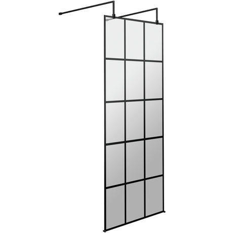 Hudson Reed 8mm Framed Wetroom Screen - Freestanding With Arms - Matt Black BFAF070