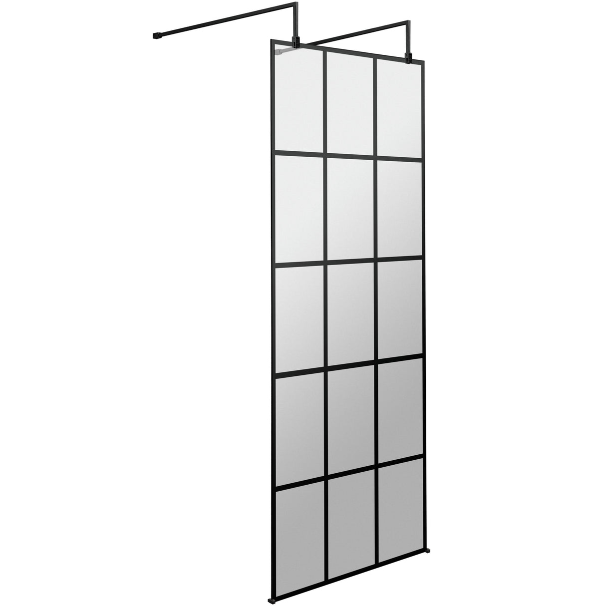 Hudson Reed 8mm Framed Wetroom Screen - Freestanding With Arms - Matt Black BFAF076