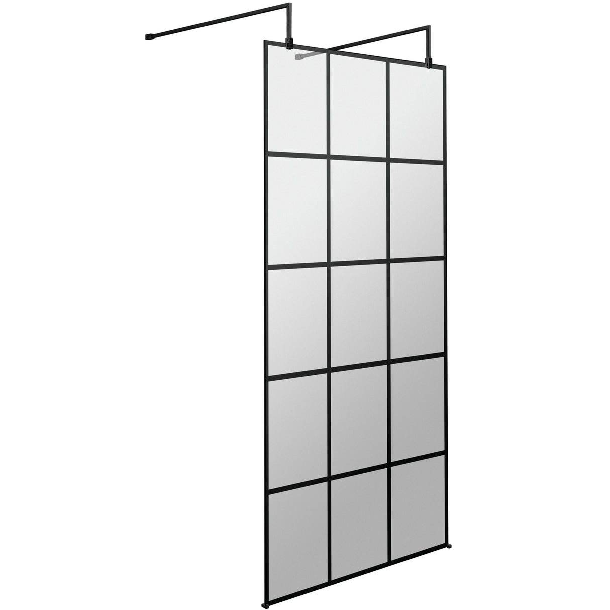 Hudson Reed 8mm Framed Wetroom Screen - Freestanding With Arms - Matt Black BFAF080