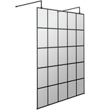 Hudson Reed 8mm Framed Wetroom Screen - Freestanding With Arms - Matt Black BFAF14