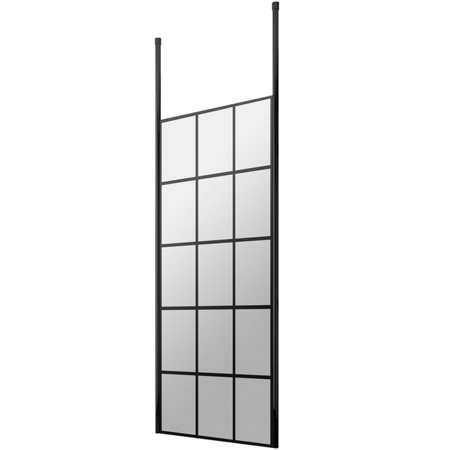 Hudson Reed 8mm Framed Wetroom Screen - Freestanding With Posts - Matt Black BFCP070