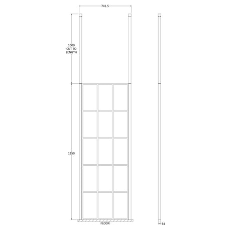 Hudson Reed 8mm Framed Wetroom Screen - Freestanding With Posts - Matt Black BFCP070 LD