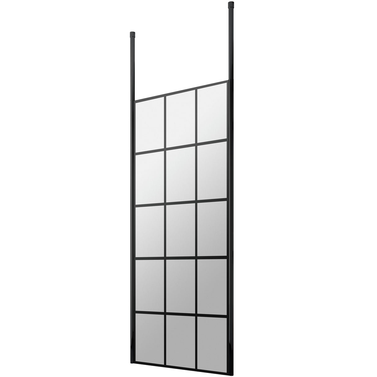 Hudson Reed 8mm Framed Wetroom Screen - Freestanding With Posts - Matt Black BFCP076