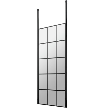 Hudson Reed 8mm Framed Wetroom Screen - Freestanding With Posts - Matt Black BFCP076