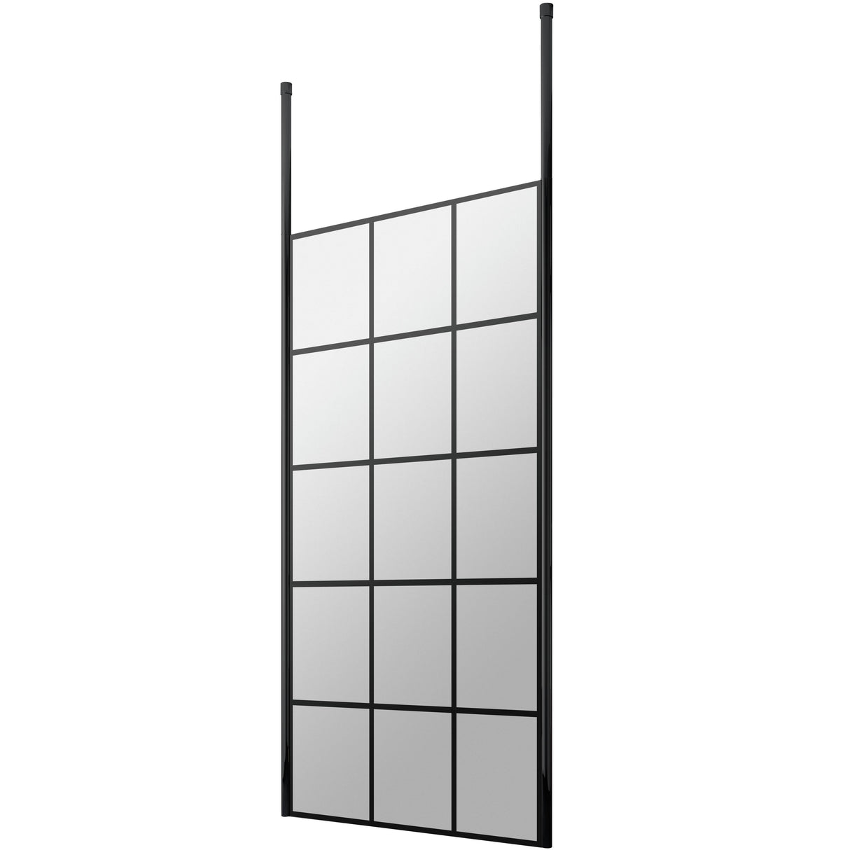 Hudson Reed 8mm Framed Wetroom Screen - Freestanding With Posts - Matt Black BFCP090
