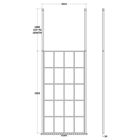 Hudson Reed 8mm Framed Wetroom Screen - Freestanding With Posts - Matt Black BFCP10 LD