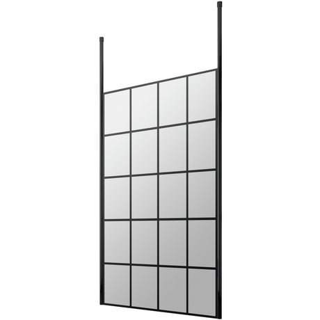 Hudson Reed 8mm Framed Wetroom Screen - Freestanding With Posts - Matt Black BFCP11