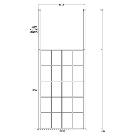 Hudson Reed 8mm Framed Wetroom Screen - Freestanding With Posts - Matt Black BFCP11 LD