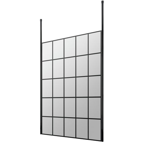 Hudson Reed 8mm Framed Wetroom Screen - Freestanding With Posts - Matt Black BFCP14
