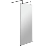 Hudson Reed 8mm Freestanding Wetroom Screen With Arms Matt Black BGPAF070