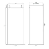 Hudson Reed 8mm Freestanding Wetroom Screen With Arms Matt Black BGPAF090 LD