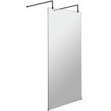 Hudson Reed 8mm Freestanding Wetroom Screen With Arms Matt Black BGPAF10