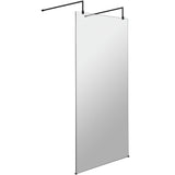 Hudson Reed 8mm Freestanding Wetroom Screen With Arms Matt Black BGPAF11