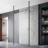 Hudson Reed 8mm Freestanding Wetroom Screen With Ceiling Posts Matt Black BGPCP14 LS