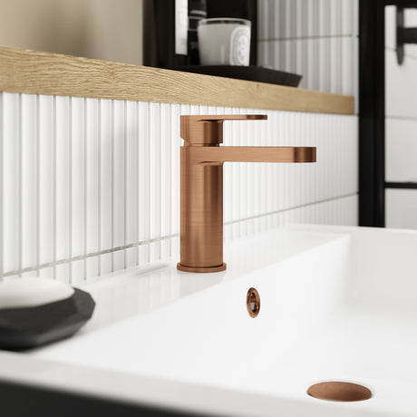 Nuie Binsey Mono Basin Mixer Tap with Waste Brushed Bronze BIN1505 LS