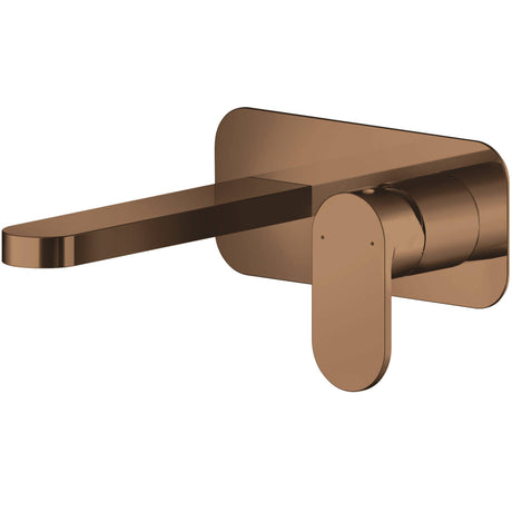 Nuie Binsey 2-Hole Wall Mounted Basin Mixer Tap with Plate Brushed Bronze BIN1528
