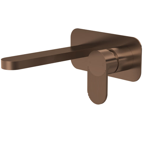 Nuie Cyprus 2-Hole Wall Mounted Basin Mixer Tap with Plate Brushed Bronze BIN1528F