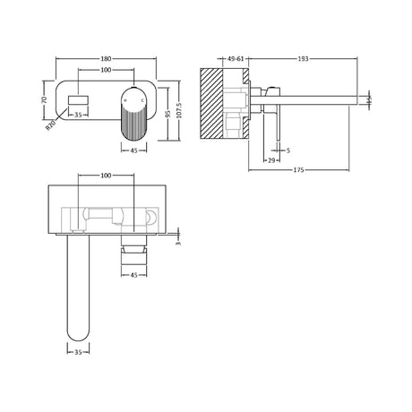Nuie Cyprus 2-Hole Wall Mounted Basin Mixer Tap with Plate Brushed Bronze BIN1528F LD