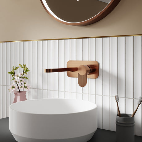 Nuie Cyprus 2-Hole Wall Mounted Basin Mixer Tap with Plate Brushed Bronze BIN1528F LS