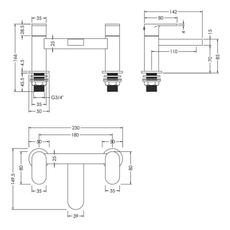 Nuie Binsey Bath Filler Tap Chrome BIN303 LD