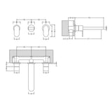 Nuie Binsey 3-Hole Wall Mounted Basin Mixer Tap Chrome BIN317 LD