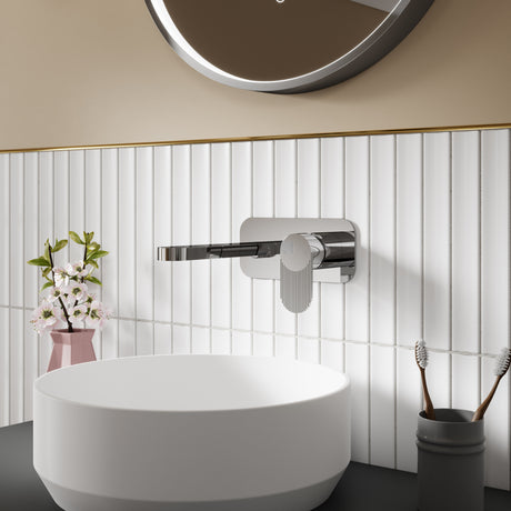 Nuie Cyprus 2-Hole Wall Mounted Basin Mixer Tap with Plate Chrome BIN328F LS