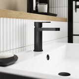 Nuie Binsey Mono Basin Mixer Tap with Waste Matt Black BIN405 LS