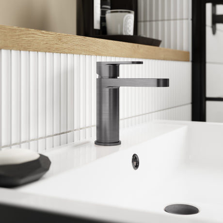Nuie Binsey Mono Basin Mixer Tap with Waste Brushed Pewter BIN705 LS