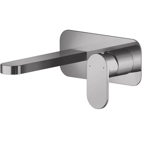 Nuie Binsey 2-Hole Wall Mounted Basin Mixer Tap with Plate Brushed Pewter BIN728