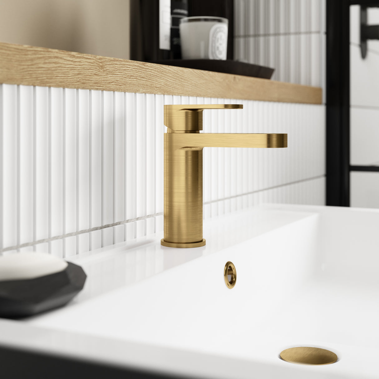 Nuie Binsey Mono Basin Mixer Tap with Waste Brushed Brass BIN805 LS