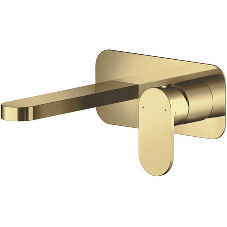 Nuie Binsey 2-Hole Wall Mounted Basin Mixer Tap with Plate Brushed Brass BIN828