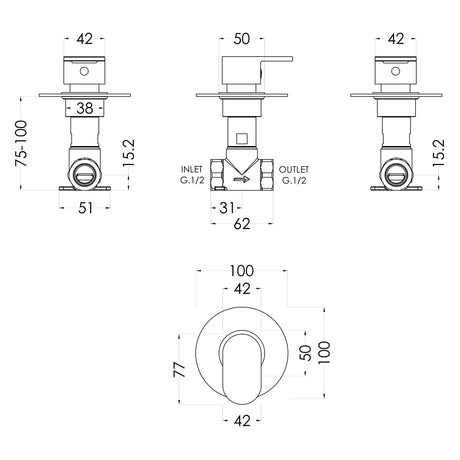 Nuie Binsey Concealed Stopvalve Chrome BINST10 LD