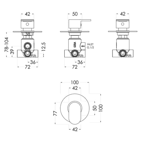 Nuie Binsey 2/3/4 Way Diverter Valve Chrome BINWD14 LD