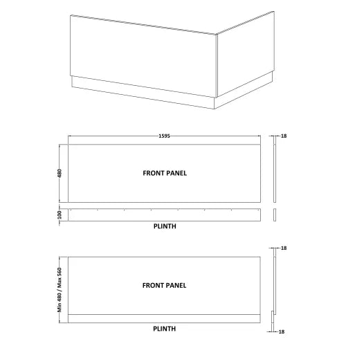 Nuie Standard MDF/MFC Front Bath Panel Gloss White BPR103 LD