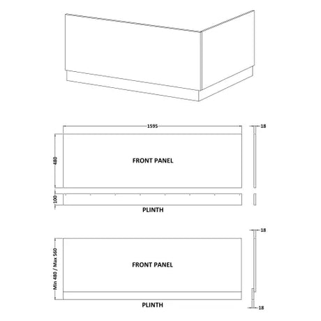 Nuie Standard MDF/MFC Front Bath Panel Gloss White BPR103 LD