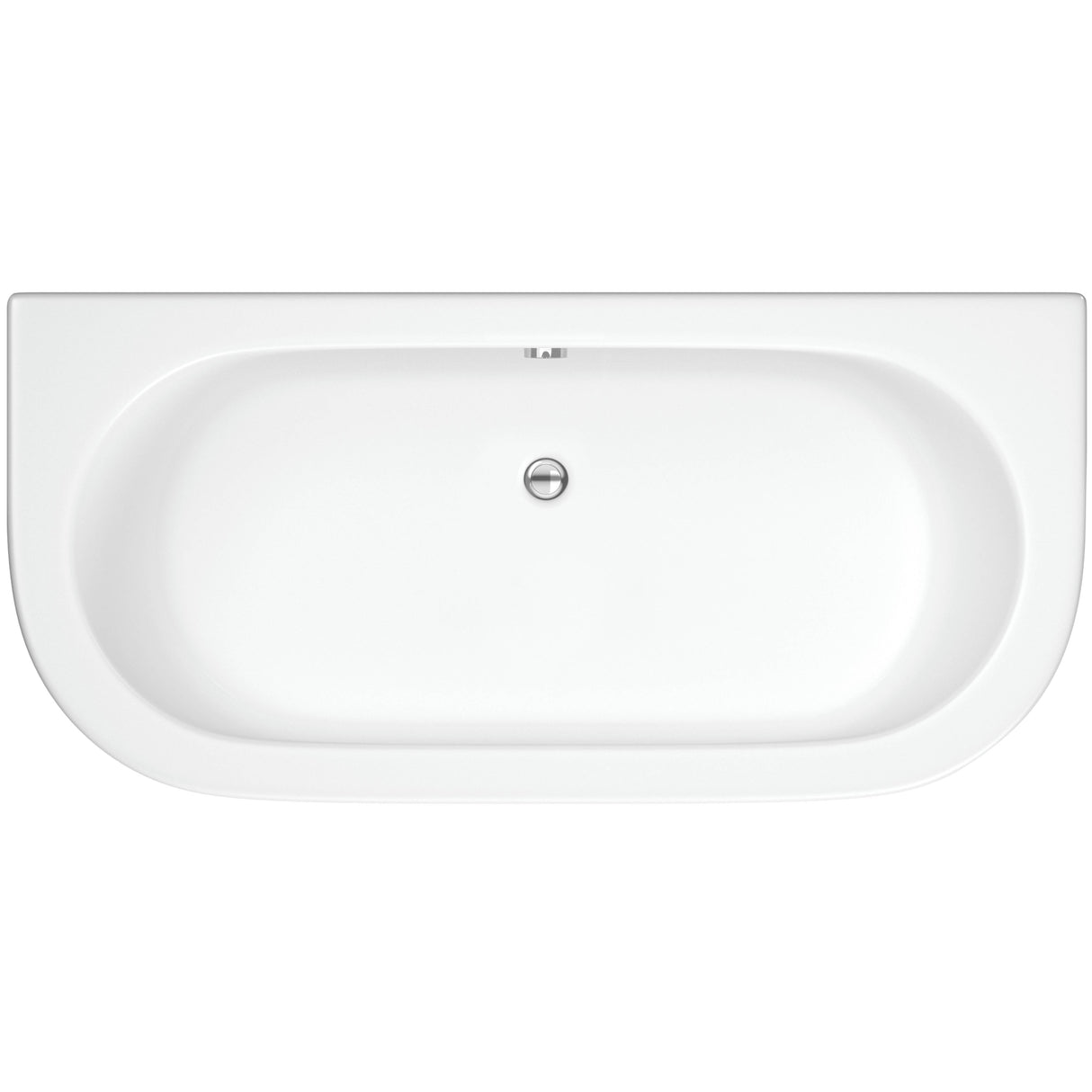 Nuie Shingle Curved Double Ended Back To Wall Bath With Bath Panel White BSG003